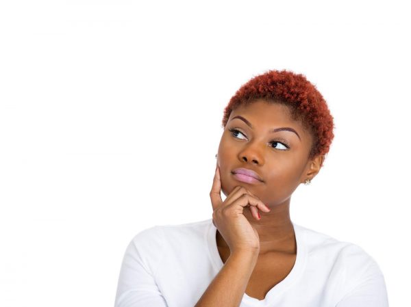 young black woman in thought