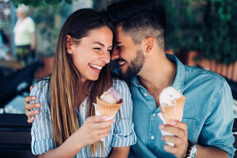 beautiful couple on an ice-cream date