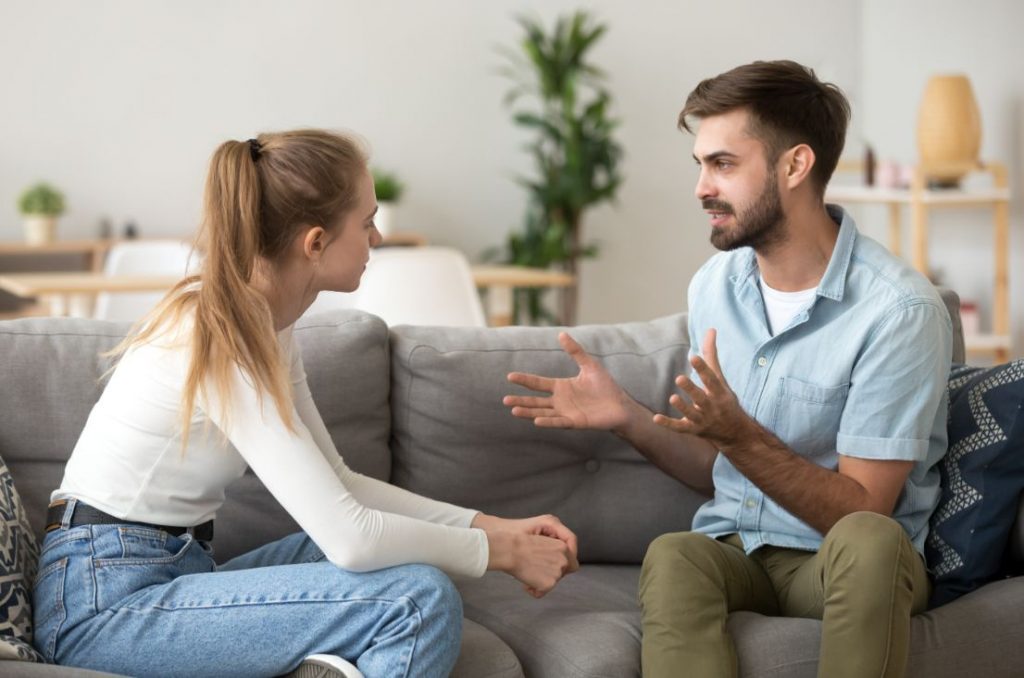 A couple having a serious conversation