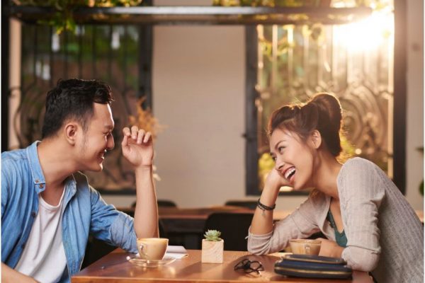 Asian couple on a first date