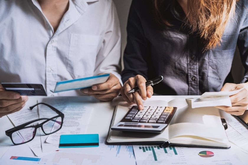a couple sorting out their finances