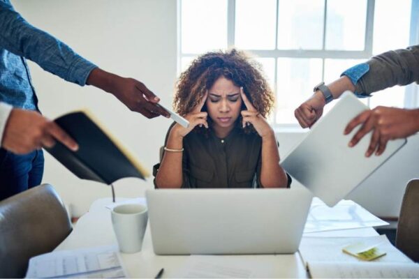 Woman stressed at work