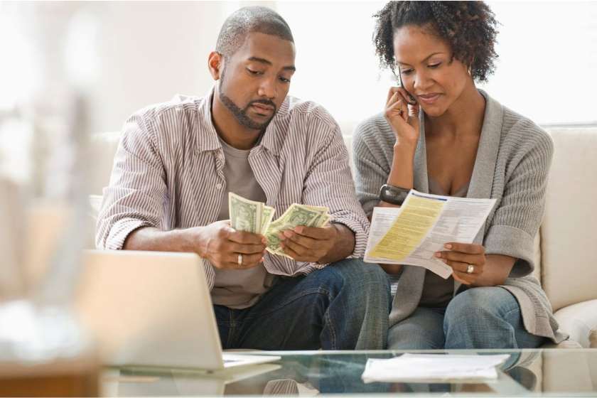 A couple discussing about their finances