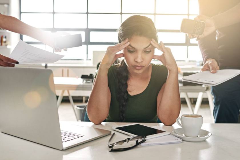 A lady stressed at work